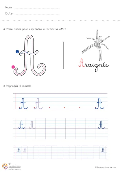 Écrire la lettre A majuscule