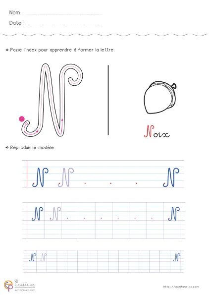 Observer la forme de la lettre N