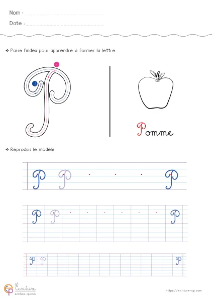 Observer la forme de la lettre P