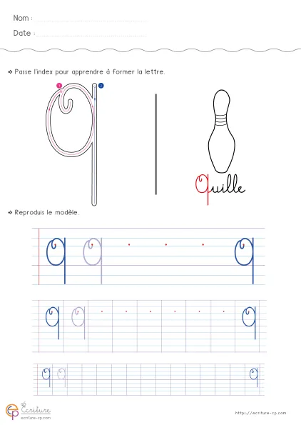 Observer la forme de la lettre Q