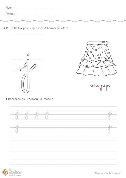 Aperçu : Écrire la lettre j