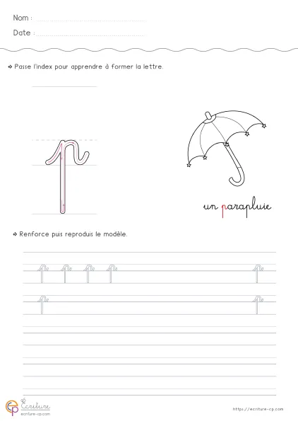 Aperçu : Écrire la lettre p