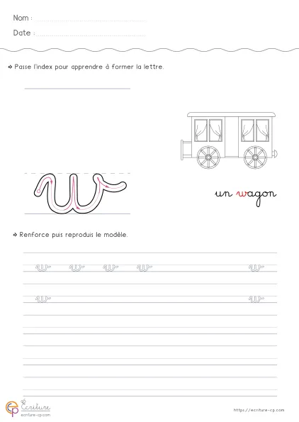 Aperçu : Écrire la lettre w