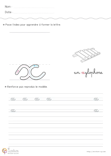 Aperçu : Écrire la lettre x