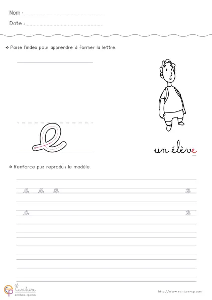 Aperçu : Écrire la lettre e