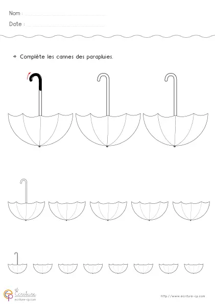 Fiche de graphisme GS avec séries de cannes à repasser puis à reproduire sur des lignes guidées.