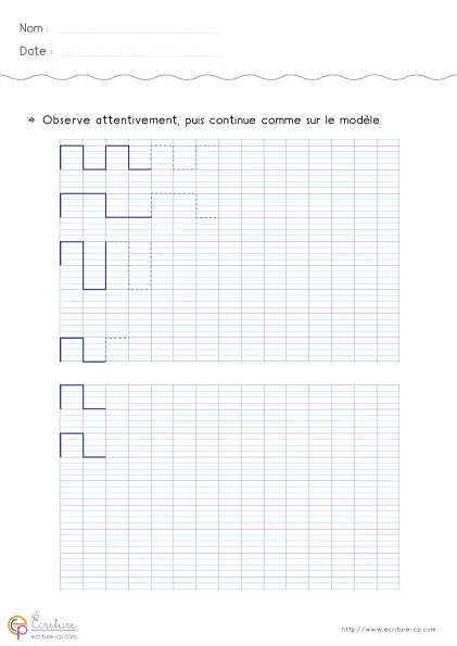 Fiche de graphisme GS avec créneaux à reproduire de façon plus régulière sur la page.