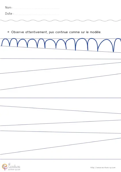 Fiche de graphisme GS avec ponts en sens endroit à reproduire de façon plus autonome.